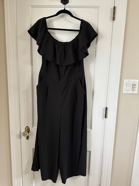 Banana Republic Black Ruffle-Neck Jumpsuit